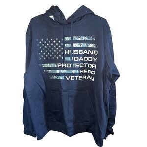 Men's Large Black Father Veteran Hero Dad Hoodie NEW Port Authority  NEW